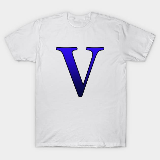 Blue Roman Numeral 5 V T-Shirt by Numerica